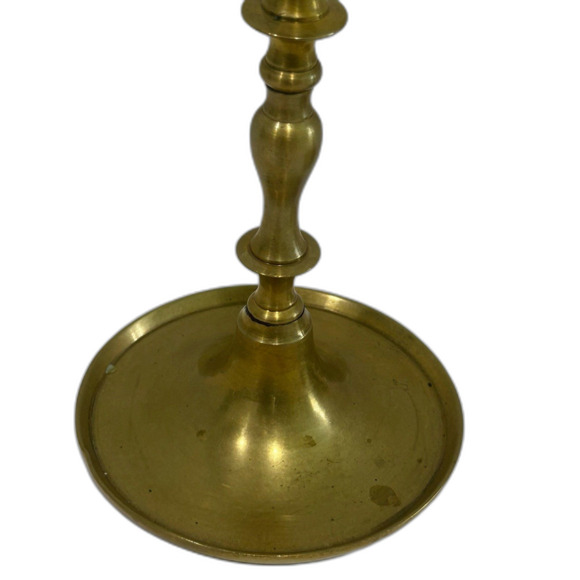 Vintage Solid Brass Candle Holders with Dish Style Base Matched Set - Picture 4 of 10